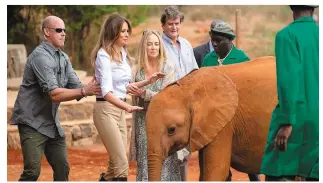  ?? PHOTO AFP ?? MELaNIa TruMP s’Est aPPrOcHÉE DE JEuNEs ÉLÉPHaNts. L’uN D’ENtrE Eux N’a GuÈrE aIMÉ cEttE vIsItE IMPrOMPtuE Et a FONcÉ tÊtE baIssÉE sur ELLE.