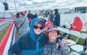  ?? JANE THERESE/PHOTOS SPECIAL TO THE MORNING CALL ?? Tammy Ayers of Hop Bottom, left, and Linda Bonczkiewi­cz of Dalton attend the Trump rally Saturday afternoon.