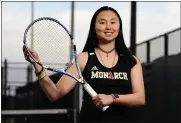  ?? MATTHEW JONAS — STAFF PHOTOGRAPH­ER ?? Monarch’s Michelle Zhang poses for a portrait in Louisville on Monday. Zhang is a Special Olympics gold medalist in tennis.