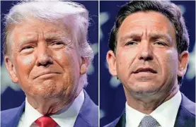  ?? CHARLIE NEIBERGALL/AP ?? Florida Gov. Ron DeSantis, right, challenged former President Donald Trump to a one-on-one debate.