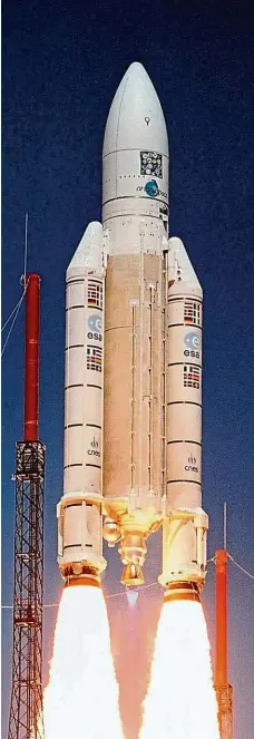  ?? Foto: Profimedia ?? Nový start Na vývoji rakety Ariane 5 se podílejí firmy z Česka. Díky vyššímu příspěvku státu by se mohly v budoucnu podílet více.