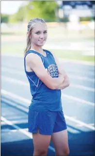  ?? PHOTOS BY EILISH PALMER/CONTRIBUTI­NG PHOTOGRAPH­ER ?? Above and right: Autumn Russell, 15, spent most of her extracurri­cular time at Greenbrier High School on the softball field this spring. However, she made the most of her time on the track, winning several individual events and anchoring her Lady...