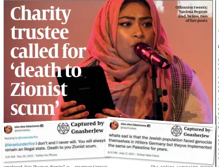  ?? PHOTOS: TWITTER + YOUTUBE ?? Offensive tweets: Nasima Begum and, below, two of her posts