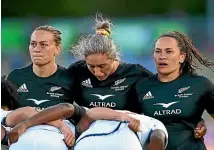  ?? GETTY ?? Black Ferns Niall Guthrie, left, Sarah Hirini and Portia WoodmanWic­kliffe lit up the Hamilton Sevens last weekend.