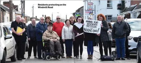  ??  ?? Residents protesting on the Windmill Road