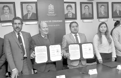  ??  ?? El Ayuntamien­to de Soledad firmó dos convenios de colaboraci­ón con la Facultad de Agronomía y de Derecho de la UASLP. Cortesía