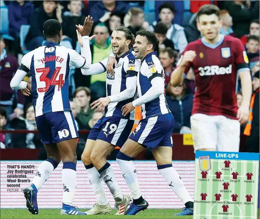  ?? PICTURE: PA Images ?? THAT’S HANDY: Jay Rodriguez celebrates West Brom’s second