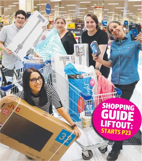  ?? Picture: PETER RISTEVSKI ?? BEFORE THE STORM: Big W staff (clockwise from top left) Andre Joubert, Lynda Grima, Emma Melas, Karla Jardine and Stacey Herbert gear up for the Boxing Day sales.