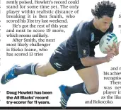  ??  ?? Doug Howlett has been the All Blacks’ record try-scorer for 11 years.