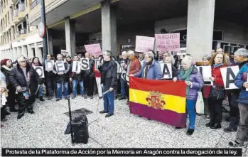  ?? ?? Protesta de la Plataforma de Acción por la Memoria en Aragón contra la derogación de la ley.