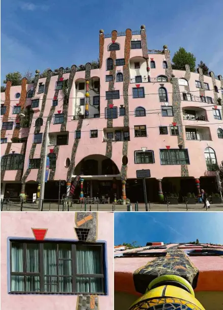  ?? Fotos Igor Gielow/Folhapress ?? Cidadela Verde, edifício de Hundertwas­ser em Magdeburgo, com economia de linhas retas e abundância de mosaicos cerâmicos