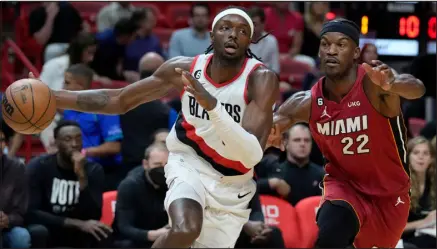  ?? WILFREDO LEE) ( WILFREDO LEE, AP — THE ASSOCIATED PRESS ?? Trail Blazers forward Jerami Grant, left, spent one season with the Nuggets before opting to sign a long- term contract with the Detroit Pistons. He was traded last offseason to Portland.