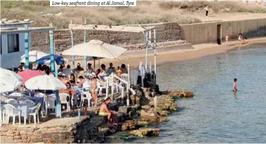  ??  ?? Low-key seafront dining at Al Jamal, Tyre