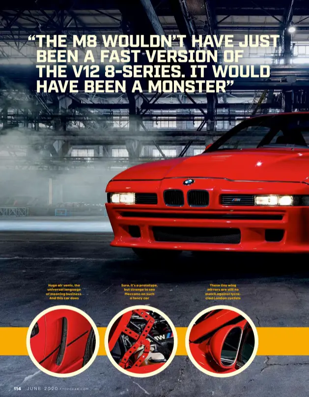  ??  ?? Huge air vents, the universal language of meaning business. And this car does
Sure, it’s a prototype, but strange to see Meccano on such a fancy car
These tiny wing mirrors are still no match against lycraclad London cyclists