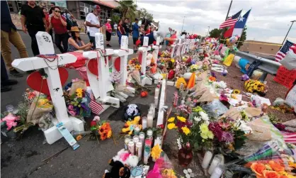  ?? Photograph: Mark Ralston/AFP via Getty Images ?? A memorial for victims of the Walmart shooting in El Paso, Texas, on 3 August 2019.