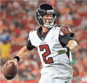  ??  ?? Quarterbac­k Matt Ryan and the Falcons can lock up a playoff berth this weekend with a win over the Saints. KIM KLEMENT/USA TODAY SPORTS