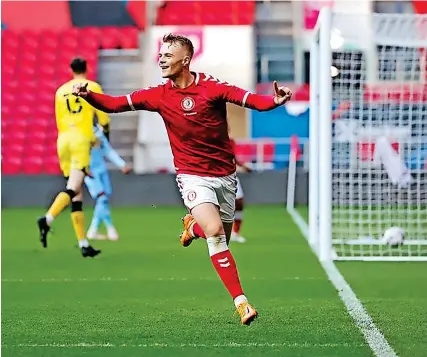  ?? Picture: Rogan/Fever Pitch ?? Tommy Conway celebrates scoring Bristol City Under-23s’ second goal against Coventry