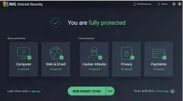  ??  ?? AVG Internet Security’s primary dashboard.