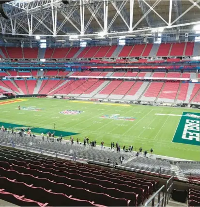  ?? AP ?? A view of the stadium during field preview event of the Super Bowl site at State Farm Stadium.