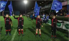  ??  ?? Arklow players enjoying their role as flag bearers in the RDS.