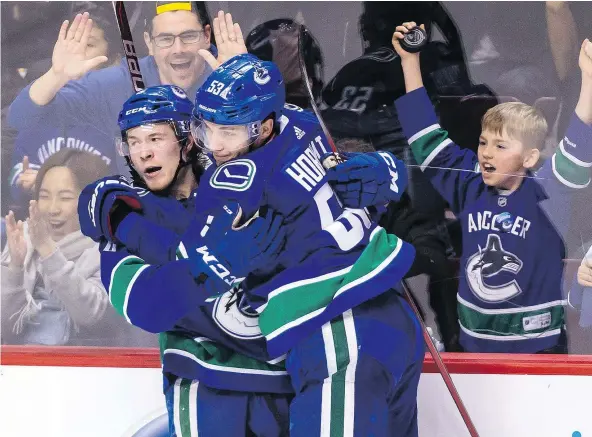  ?? — THE CANADIAN PRESS FILES ?? Vancouver Canucks centre Bo Horvat, right, says winger Brock Boeser, left, isn’t ‘the type of kid who will just go out and think it’s going to happen easy for him every year. I know he’s going to work hard and be even better next year ...’