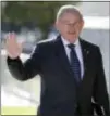  ?? JULIO CORTEZ — THE ASSOCIATED PRESS ?? Sen. Bob Menendez waves to reporters while arriving at the Martin Luther King, Jr. Federal Courthouse for his federal corruption trial, Wednesday in Newark, N.J.