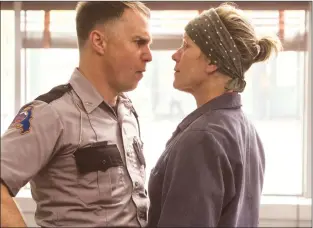  ??  ?? Sam Rockwell as Jason Dixon and Frances McDormand as Mildred Hayes