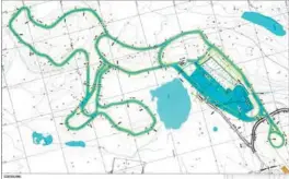  ?? ILLUSTRASJ­ON: COWI ?? Den nye skiløypa på Sandripshe­ia. Det blå feltet til høyre viser skiskytter­anlegget. Sandripstu­a utenfor bildet til høyre.