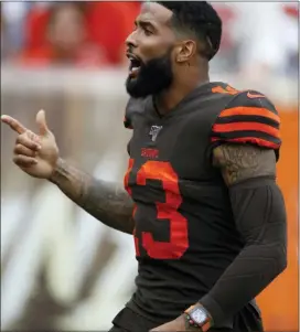  ?? JEFF HAYNES — AP IMAGES FOR PANINI ?? Cleveland Browns wide receiver Odell Beckham (13) walks the sideline during Sunday’s game against the Tennessee Titans.