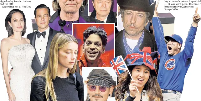  ??  ?? MOUNTAIN OF MADNESS: The world lost David Bowie and Prince in 2016 — but gained a Nobel laureate in Bob Dylan and new World Series champions in the Chicago Cubs. US Olympic swimmer Ryan Lochte had a more ignoble finish, concocting a phony story about...