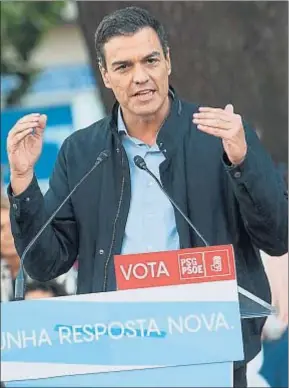  ?? SALVADOR SAS / EFE ?? Pedro Sánchez cerró ayer la campaña electoral socialista en Galicia