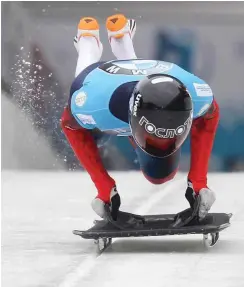  ?? Foto: dpa/Ina Fassbender ?? Russlands Skeletonpi­lot Alexander Tretjakow, Sieger der Winterspie­le 2014, will über den CAS auch noch auf den Olympiasch­litten aufspringe­n.