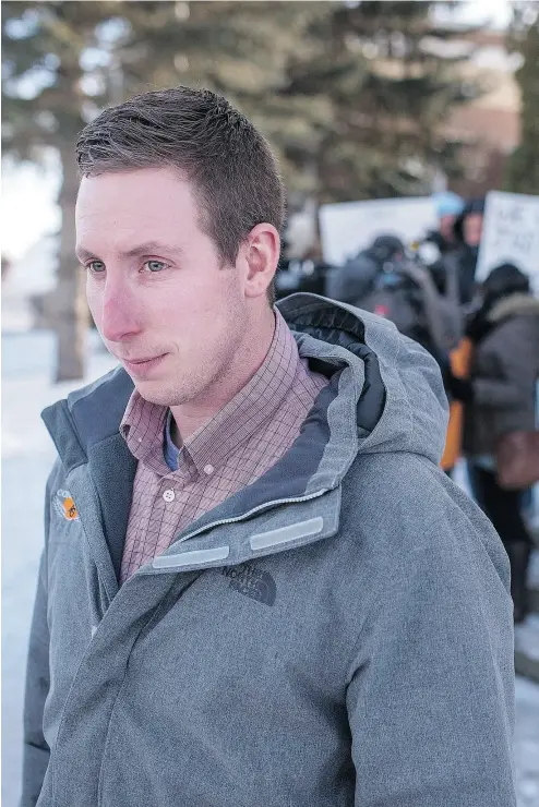  ?? LIAM RICHARDS / THE CANADIAN PRESS ?? Sheldon Stanley, the son of Gerald Stanley, the farmer accused of killing Colten Boushie, at court Monday.