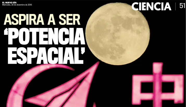  ??  ?? El gigante asiático planifica llegar en el 2018 al desconocid­o terreno del lado oculto de la Luna con el fin de mejorar las telecomuni­caciones.