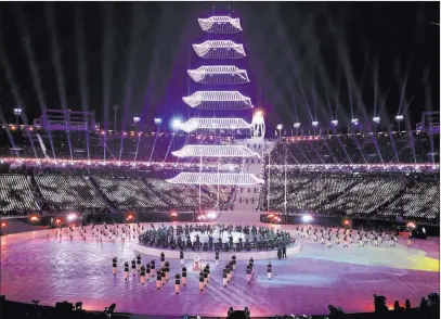  ?? Chris Carlson ?? The Associated Press The closing ceremony of the Winter Olympics in Pyeongchan­g, South Korea, on Sunday inspired a goal of achieving world peace.