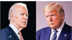  ?? FOTO: ROURKE/SEMANSKY/AP/DPA ?? Joe Biden (links) will Präsident der USA werden, Donald Trump (rechts) will es bleiben.