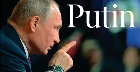  ??  ?? Domande Vladimir Putin, 65 anni, alla conferenza stampa di fine anno a Mosca. Nel 2018 si ricandida per il quarto mandato presidenzi­ale (foto Sputnik)