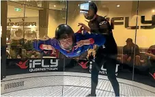  ??  ?? Dylan Lloyd, 16,of Dunedin, who has cerebral palsy, went indoor sky diving for the first time at Queenstown iFly.