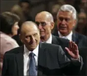  ?? RICK BOWMER — ASSOCIATED PRESS FILE ?? President Thomas S. Monson, of The Church of Jesus Christ of Latter-day Saints, waves to the audience in April of 2015 during the opening session of the Mormon church conference in Salt Lake City. Monson, the 16th president of the Mormon church, died...