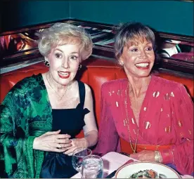  ??  ?? Mary Tyler Moore, right, is joined by former “Mary Tyler Moore Show” co-star Georgia Engel, left, who played Georgette, at New York’s Russian Tea Room, as the two reunited during an Emmy Awards screening party Moore hosted at the famous New York restaurant. Engel died Friday, April 12, 2019, in Princeton, N.J., at age 70.