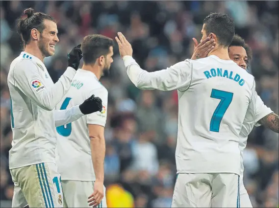  ?? FOTO: SIRVENT ?? Gareth Bale y Cristiano Ronaldo marcaron a pares en un partido en el que el Real Madrid se reencontró con el gol en el Santiago Bernabéu