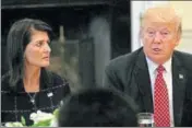  ?? REUTERS ?? US envoy to the UN Nikki Haley with President Trump