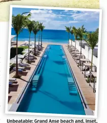  ??  ?? Unbeatable: Grand Anse beach and, inset, the magnificen­t pool at Silversand­s hotel