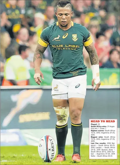 ?? Picture: GALLO IMAGES ?? ACCURACY CHECK: Springbok Elton Jantjies during their match against Argentina at Mbombela Stadium in Nelspruit last Saturday