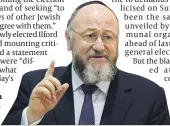  ?? PHOTO: GETTY IMAGES ?? Accused of being a ‘Tory’: Chief Rabbi