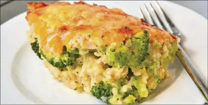  ??  ?? Cheesy Chicken Broccoli and Rice Casserole can be made with white rice or brown rice.