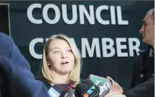  ?? MIKE DREW ?? Amber Ruddy of the Canadian Federation of Independen­t Business says city council needs to find ways to trim spending.