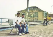  ??  ?? It was a dream come true when Sarfraz Manzoor (far left) and his pal Amolak visited Jersey’s Asbury Park Boardwalk — Springstee­n country — in 1990.