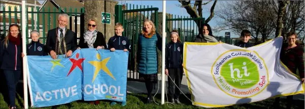  ??  ?? Claire Molloy, Parents Council; Alice Nolan Molloy, Cllr Jim Moore, Nicola Gregg, teacher; Rory Gilbert, Trish Tynan, principal; Niamh Carty, Sylvia Wickham, teacher; Billy Walker and Nuala Harpur, senior health promotions officer.