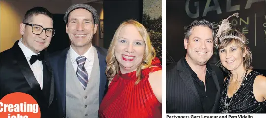  ?? PHOTOS: FRED LEE/PNG ?? CEO Mathew Smedley, centre, welcomed supporters Town Hall Brands’ Andrew von Rosen and Leeann Froese to Mission Possible’s 25th anniversar­y celebratio­ns at the Hyatt Regency Hotel.